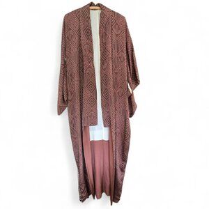 Geometric Patterned Brown Kimono for Men